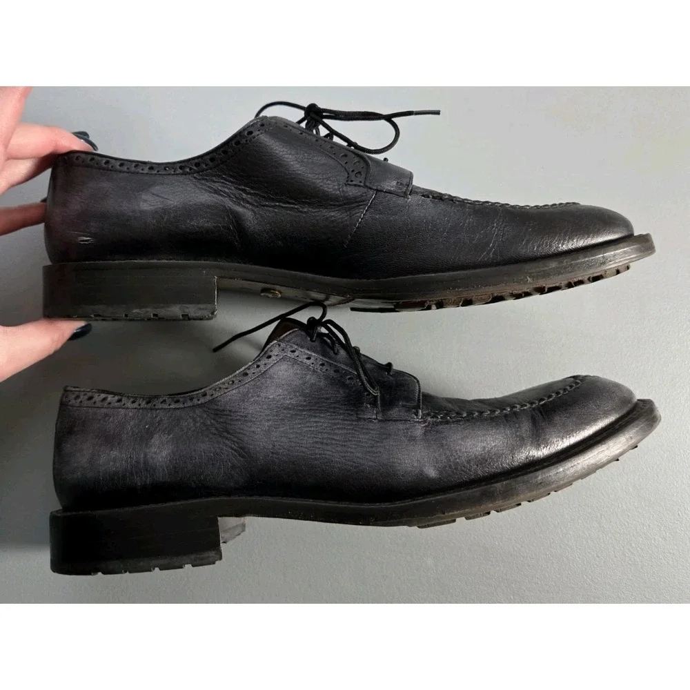 Alan Payne‎ Wimbley Deerskin Split Toe Dress Shoes Oxfords Men's Size 8.5 Black